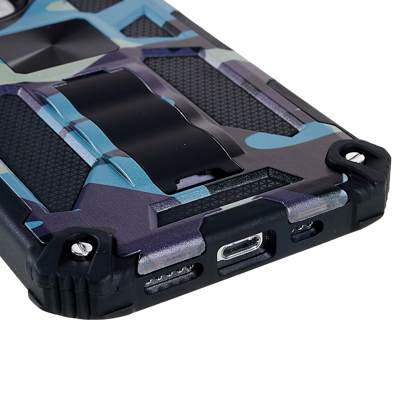 Camouflage Pattern Drop-resistant Phone Case Cover with Kickstand Magnetic Sheet for iPhone 13 Pro Max 6.7 inch