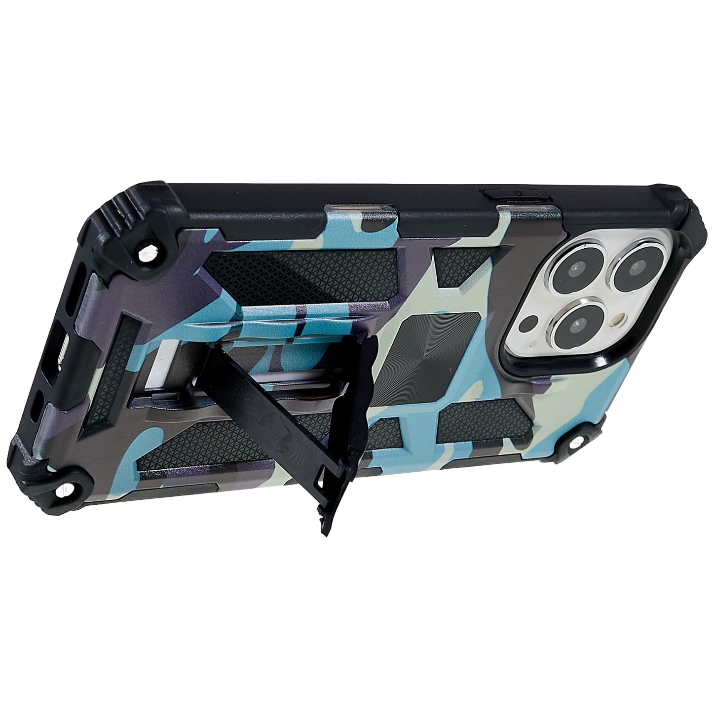 Camouflage Pattern Drop-resistant Phone Case Cover with Kickstand Magnetic Sheet for iPhone 13 Pro Max 6.7 inch