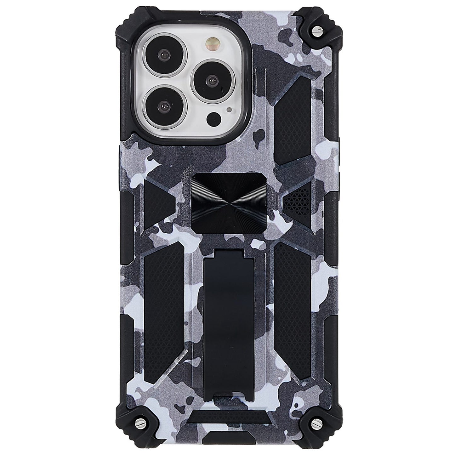 Camouflage Pattern Drop-resistant Phone Case Cover with Kickstand Magnetic Sheet for iPhone 13 Pro Max 6.7 inch