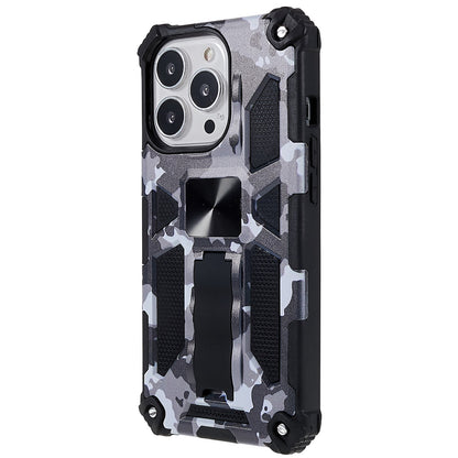 Camouflage Pattern Drop-resistant Phone Case Cover with Kickstand Magnetic Sheet for iPhone 13 Pro Max 6.7 inch