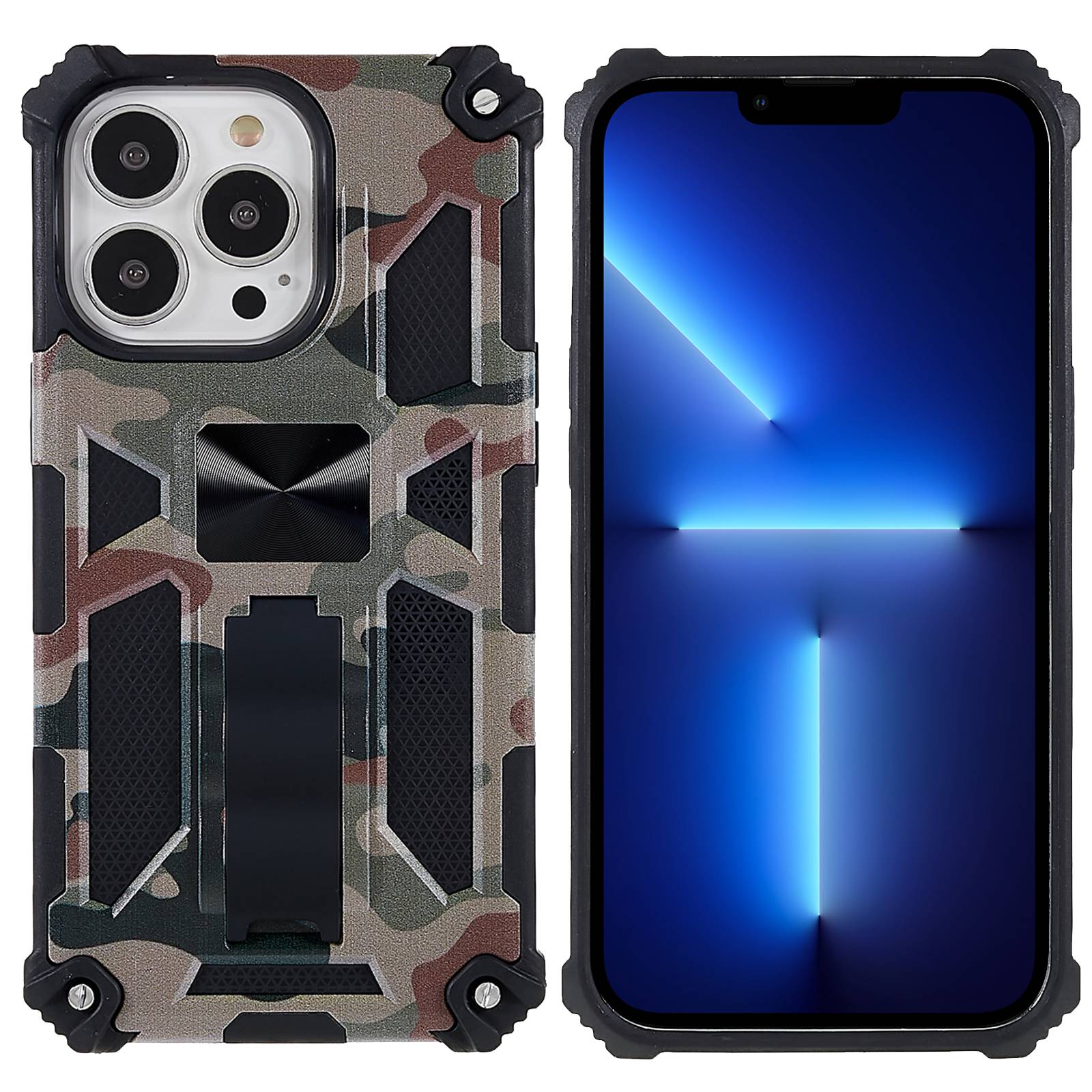 Camouflage Design Well-protected Drop-proof Phone Shell for iPhone 13 Pro 6.1 inch