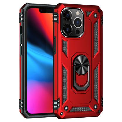 Military Grade PC TPU Shockproof Protection Case for iPhone 13 Pro Max 6.7 inch with Car Mount Rotary Ring Kickstand