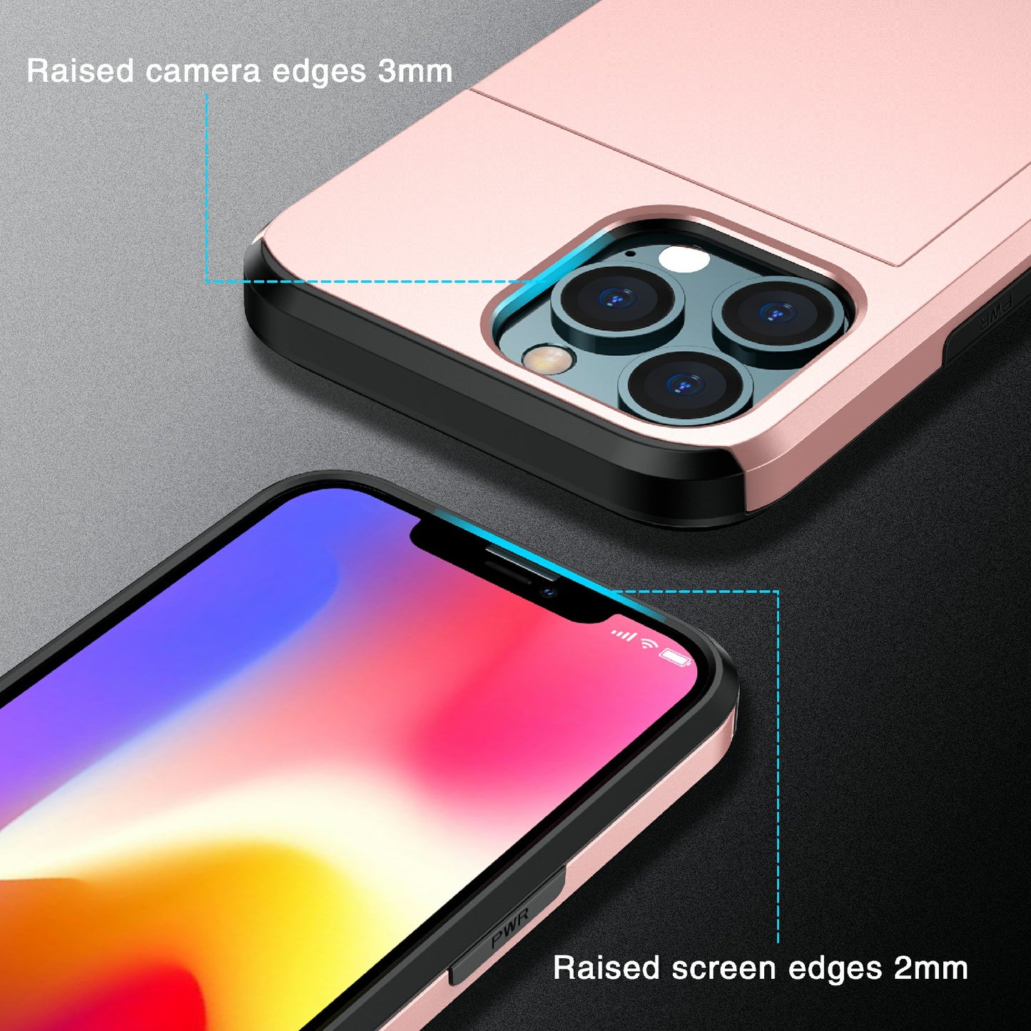 Dustproof Scratch-proof Slide Card Holder PC + TPU Hybrid Back Phone Case for iPhone 13 Pro Max 6.7 inch