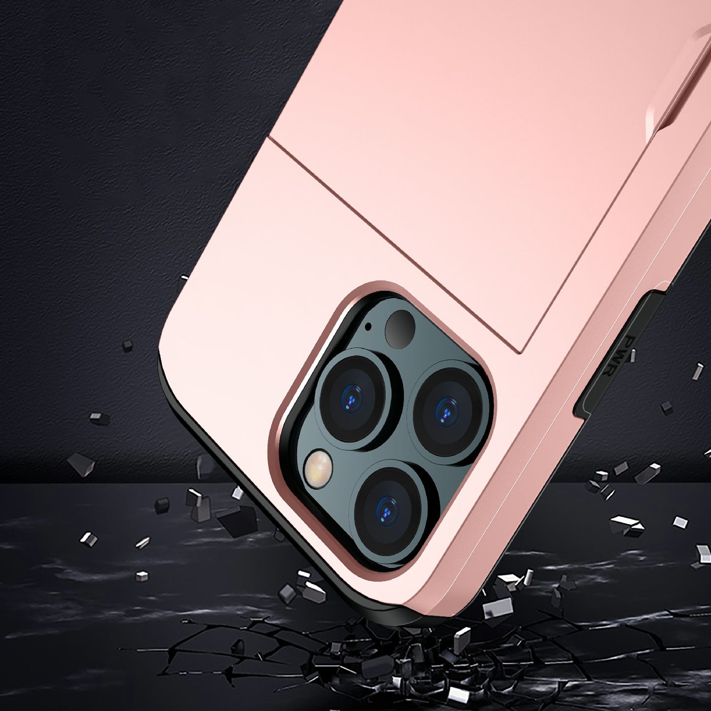 Dustproof Scratch-proof Slide Card Holder PC + TPU Hybrid Back Phone Case for iPhone 13 Pro Max 6.7 inch