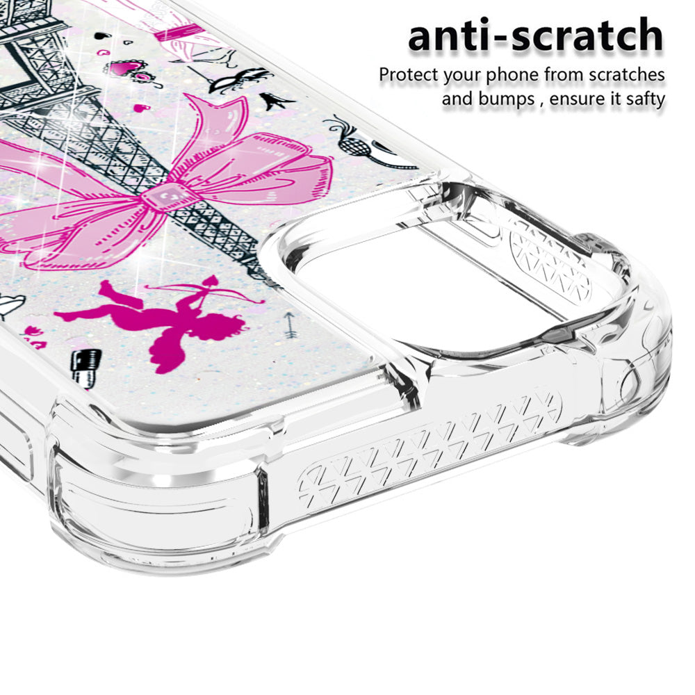 Cute Pattern Liquid Quicksand Series Bling Sparkle Soft TPU Protective Cover for iPhone 13 Pro Max 6.7 inch