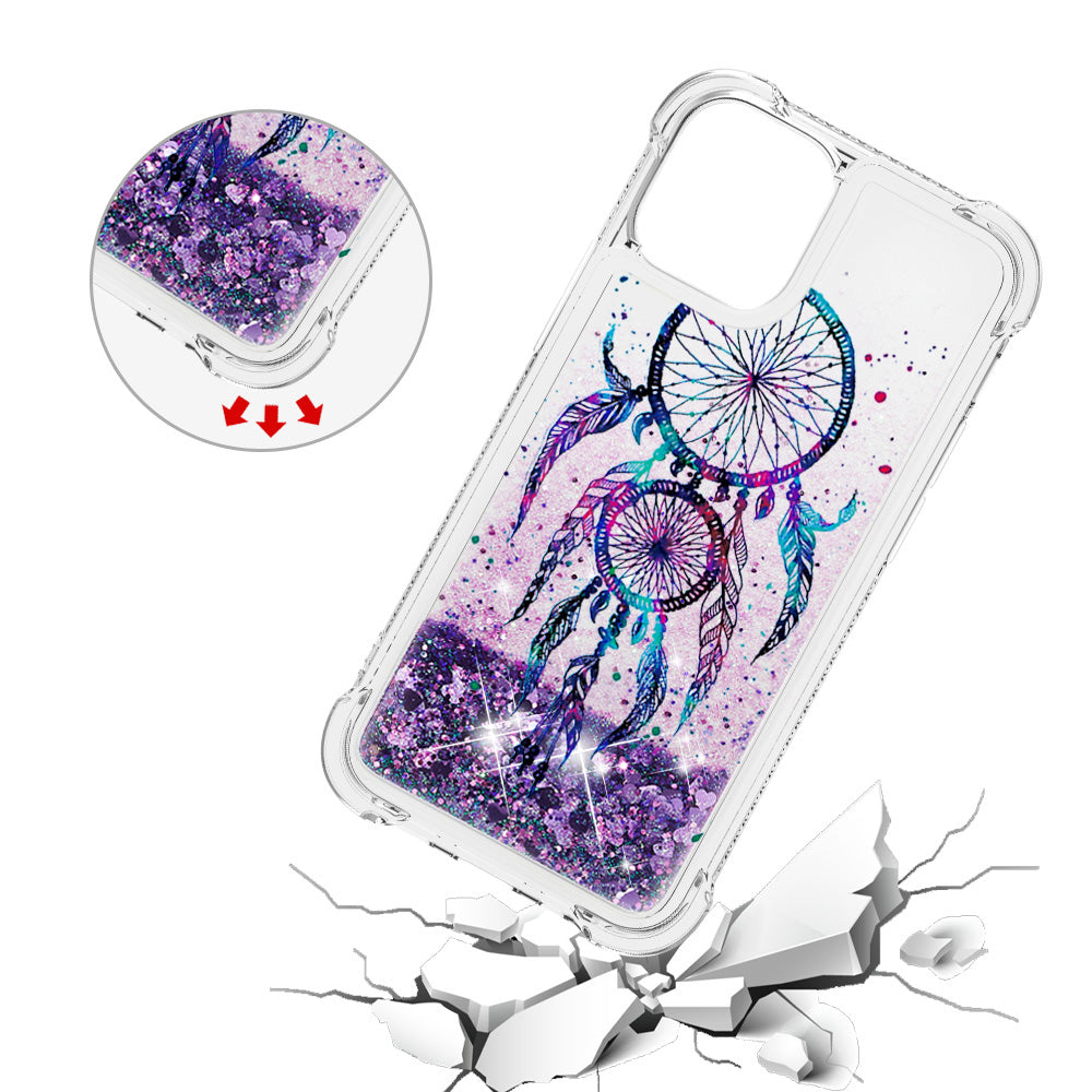 Cute Pattern Liquid Quicksand Series Bling Sparkle Soft TPU Protective Cover for iPhone 13 Pro Max 6.7 inch