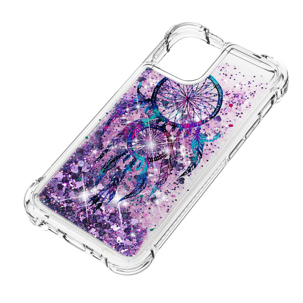 Cute Pattern Liquid Quicksand Series Bling Sparkle Soft TPU Protective Cover for iPhone 13 Pro Max 6.7 inch