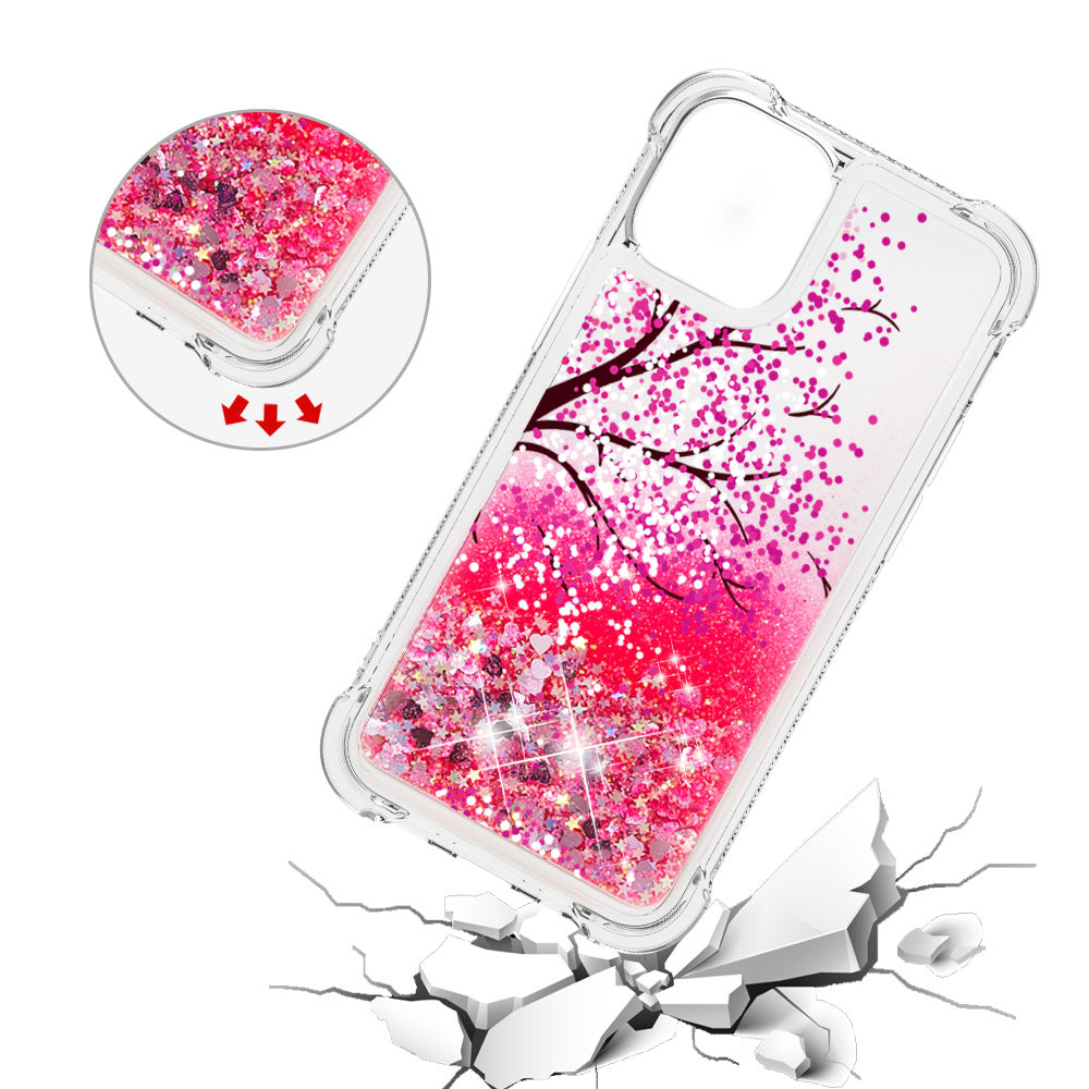 Cute Pattern Liquid Quicksand Series Bling Sparkle Soft TPU Protective Cover for iPhone 13 Pro Max 6.7 inch