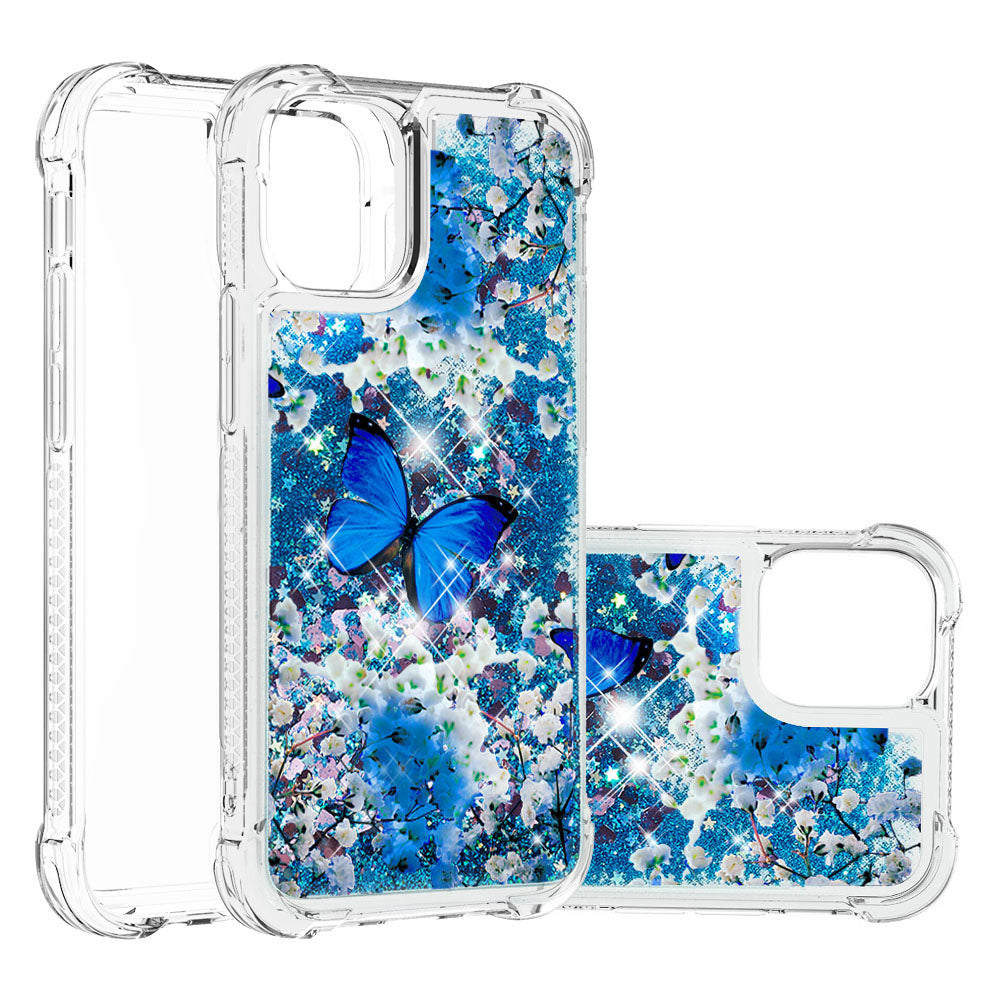 Cute Pattern Liquid Quicksand Series Bling Sparkle Soft TPU Protective Cover for iPhone 13 Pro Max 6.7 inch