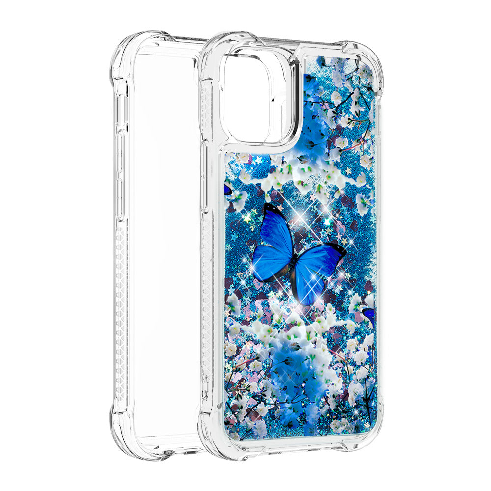 Cute Pattern Liquid Quicksand Series Bling Sparkle Soft TPU Protective Cover for iPhone 13 Pro Max 6.7 inch