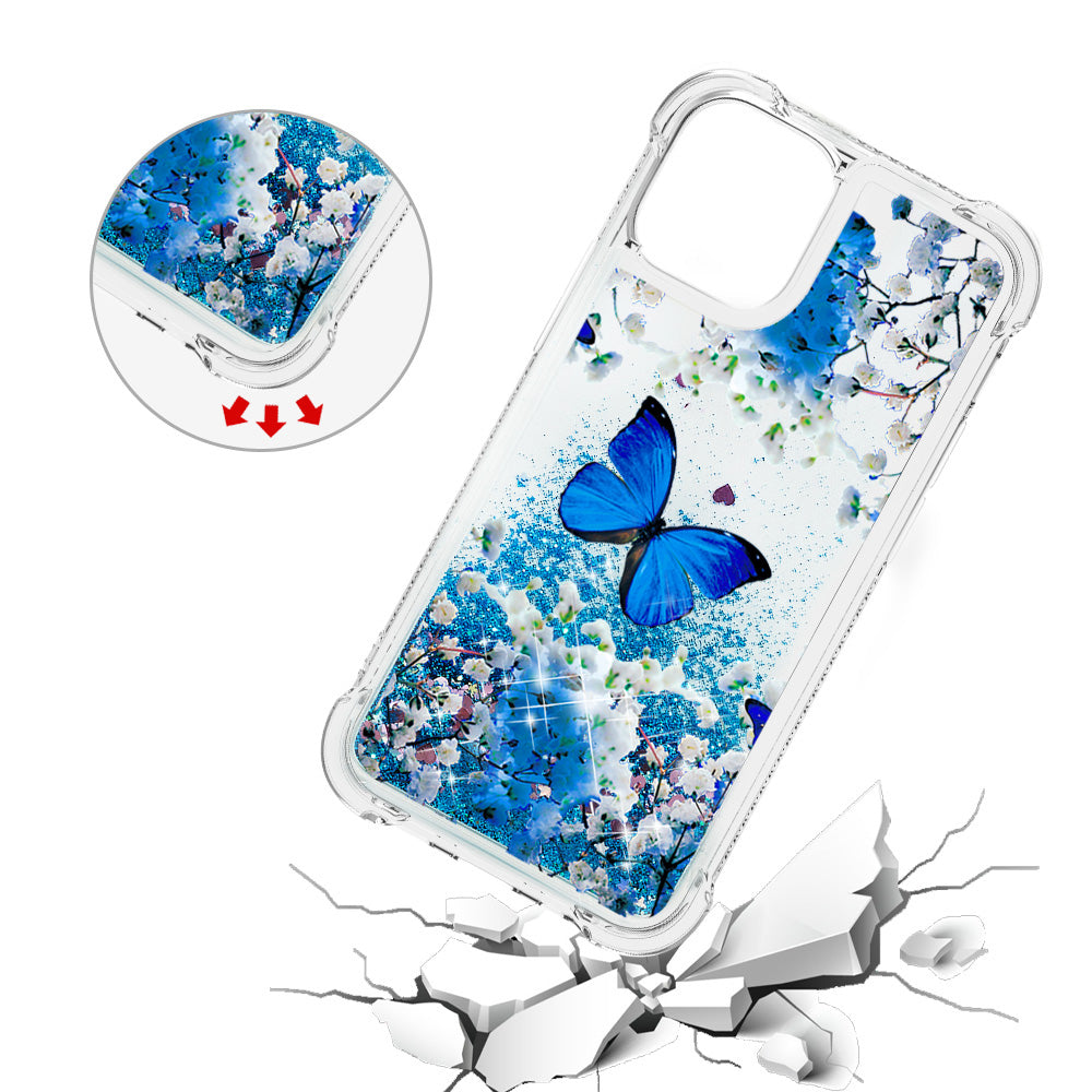 Cute Pattern Liquid Quicksand Series Bling Sparkle Soft TPU Protective Cover for iPhone 13 Pro Max 6.7 inch