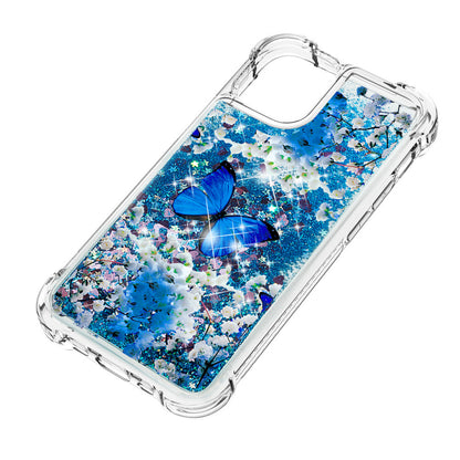Cute Pattern Liquid Quicksand Series Bling Sparkle Soft TPU Protective Cover for iPhone 13 Pro Max 6.7 inch