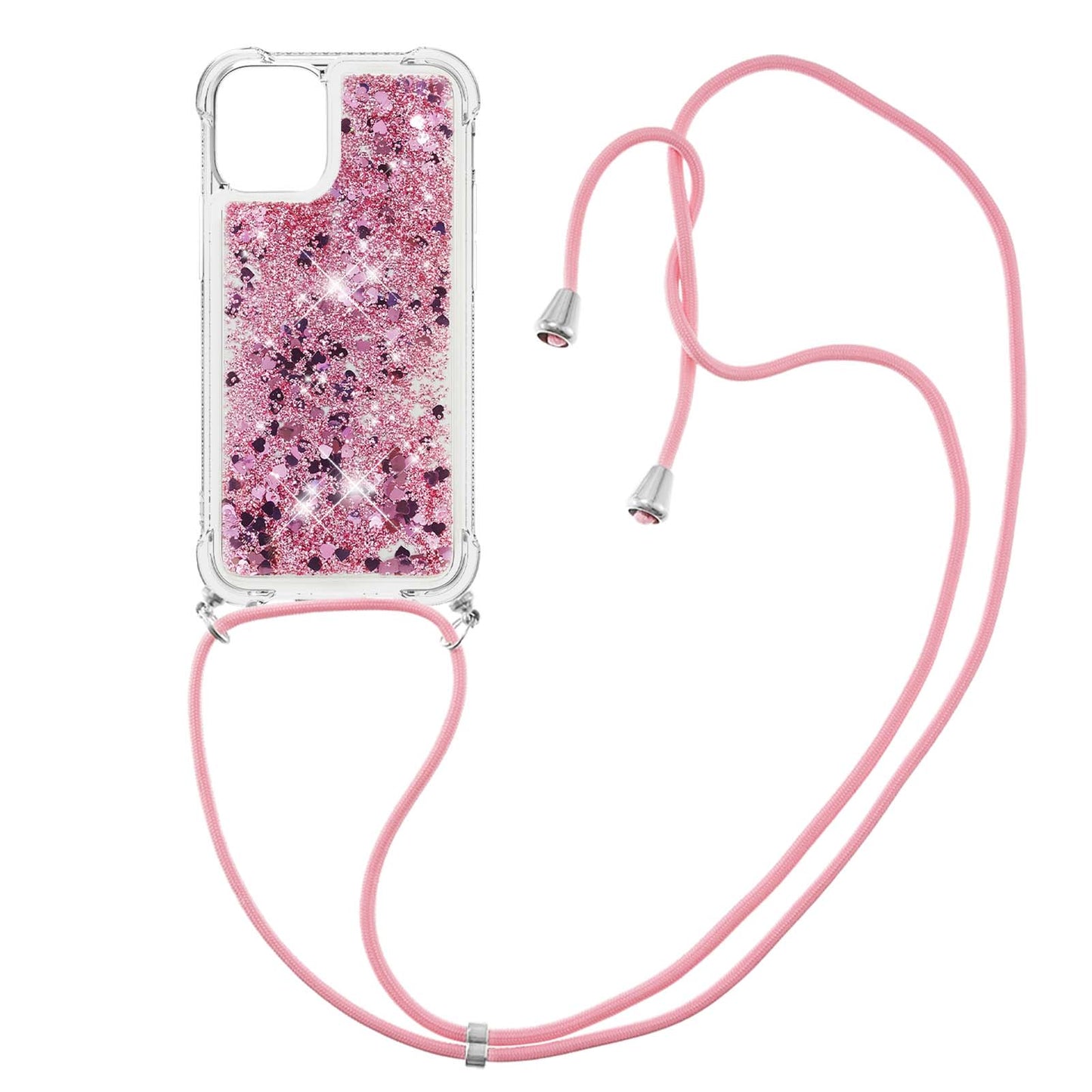 Quicksand Shiny Glitter Anti-drop Mobile Phone TPU Cover with Lanyard for iPhone 13 Pro Max 6.7 inch
