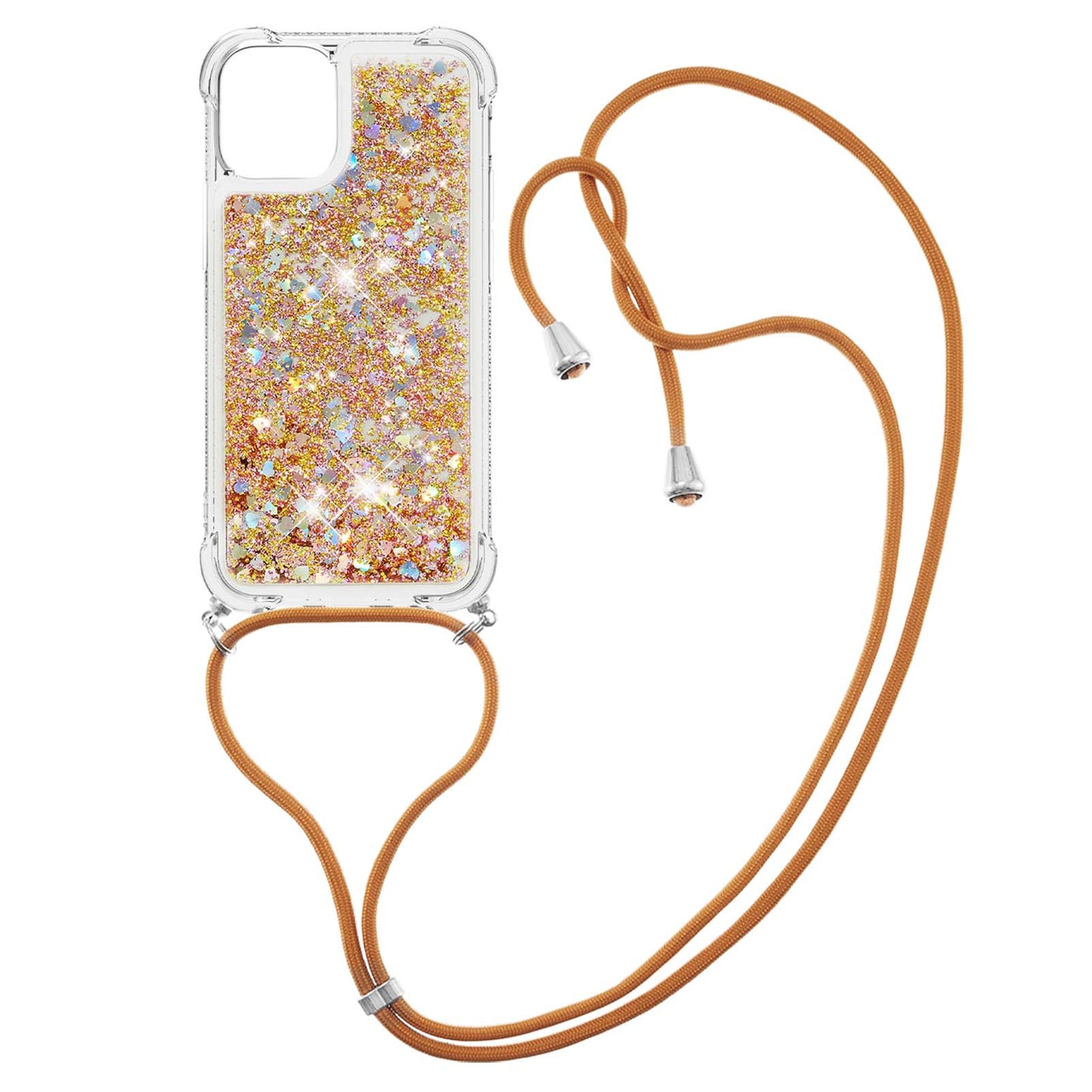 Quicksand Shiny Glitter Anti-drop Mobile Phone TPU Cover with Lanyard for iPhone 13 Pro Max 6.7 inch