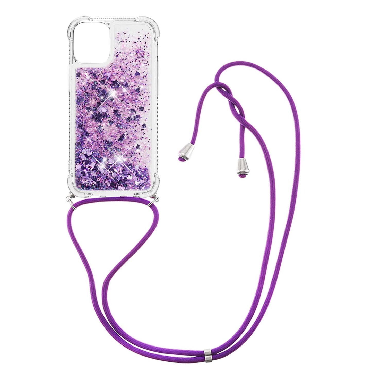 Quicksand Shiny Glitter Anti-drop Mobile Phone TPU Cover with Lanyard for iPhone 13 Pro Max 6.7 inch