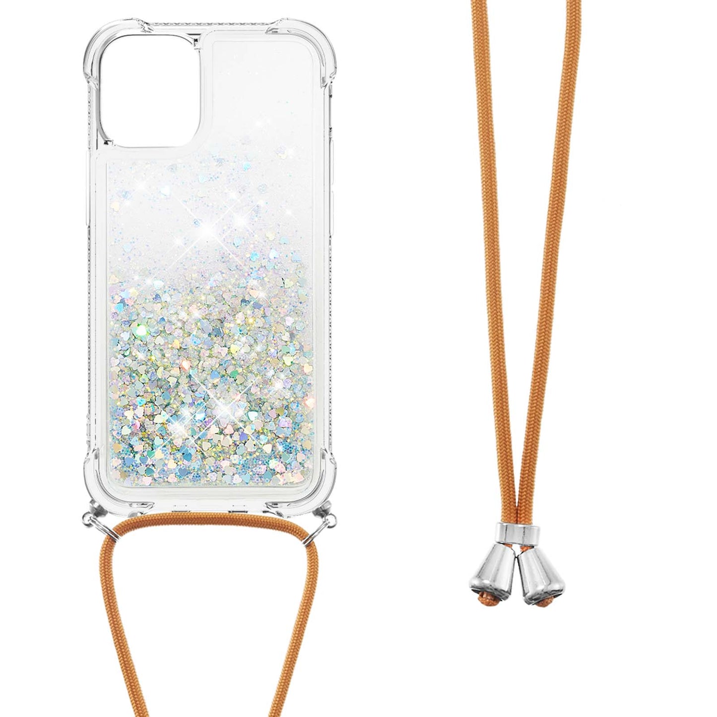 Quicksand Shiny Glitter Anti-drop Mobile Phone TPU Cover with Lanyard for iPhone 13 Pro Max 6.7 inch