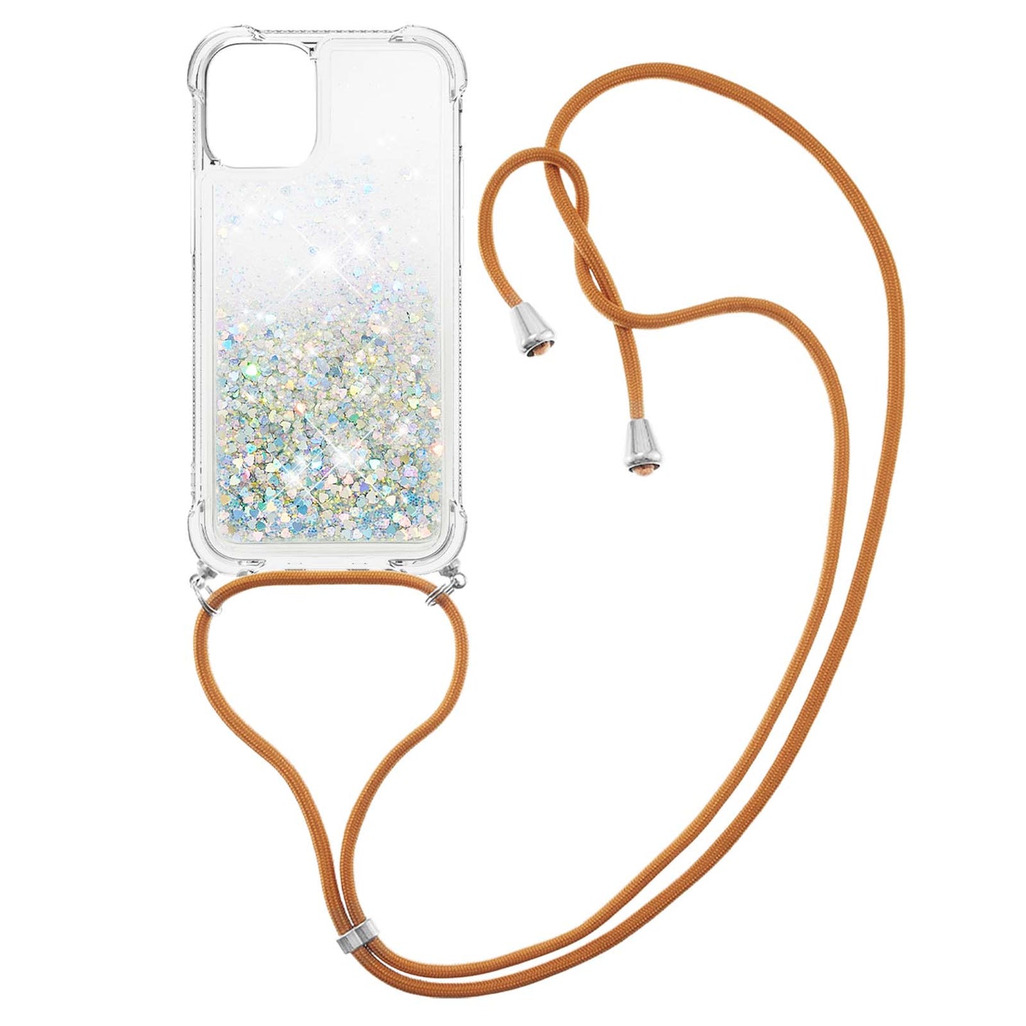 Quicksand Shiny Glitter Anti-drop Mobile Phone TPU Cover with Lanyard for iPhone 13 Pro Max 6.7 inch