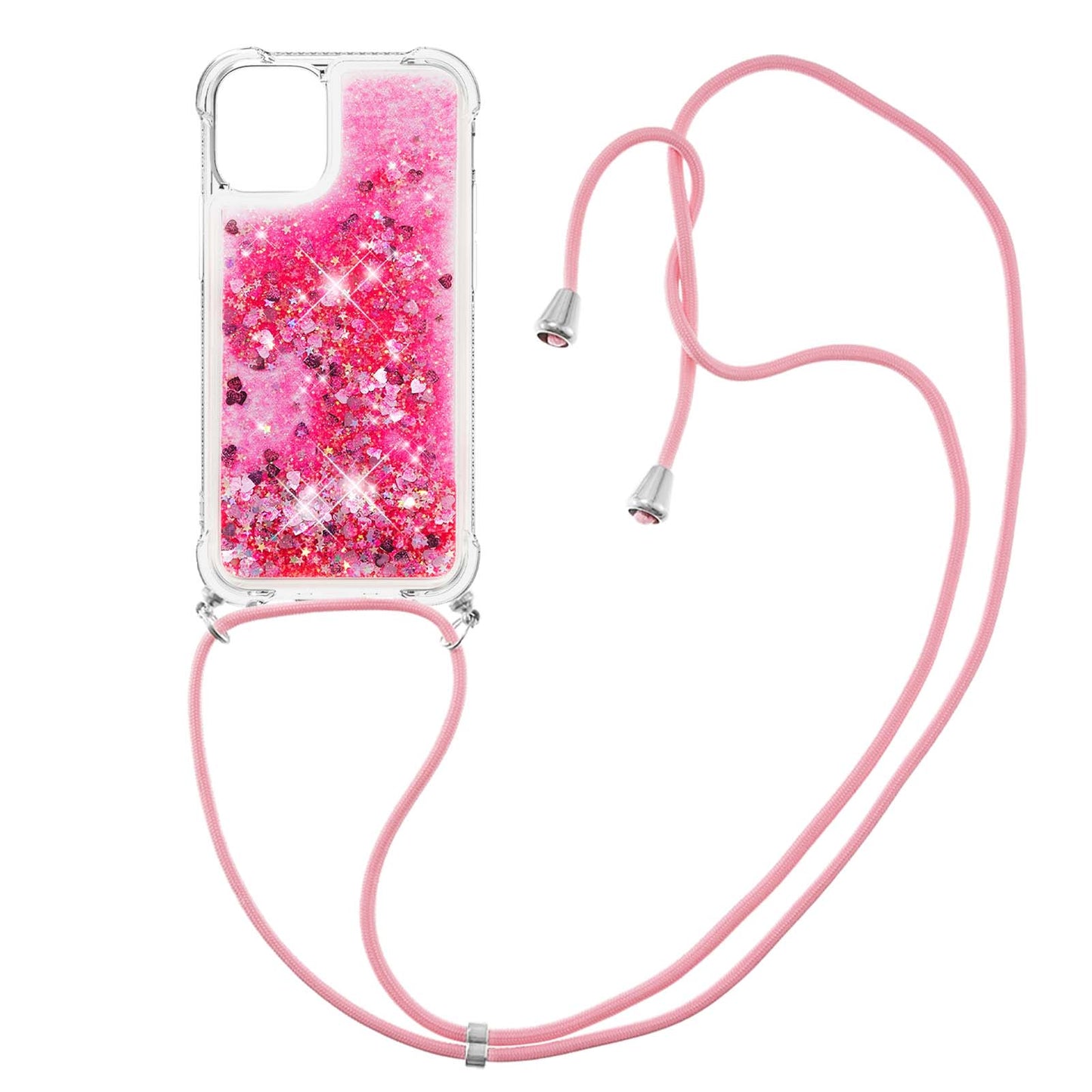 Quicksand Shiny Glitter Anti-drop Mobile Phone TPU Cover with Lanyard for iPhone 13 Pro Max 6.7 inch