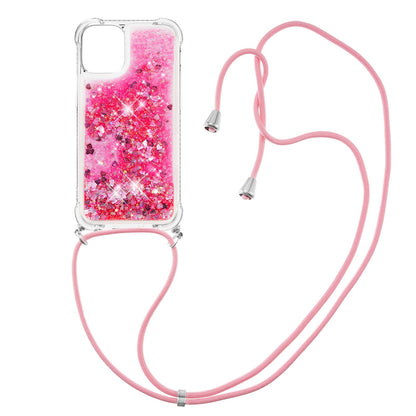 Quicksand Shiny Glitter Anti-drop Mobile Phone TPU Cover with Lanyard for iPhone 13 Pro Max 6.7 inch