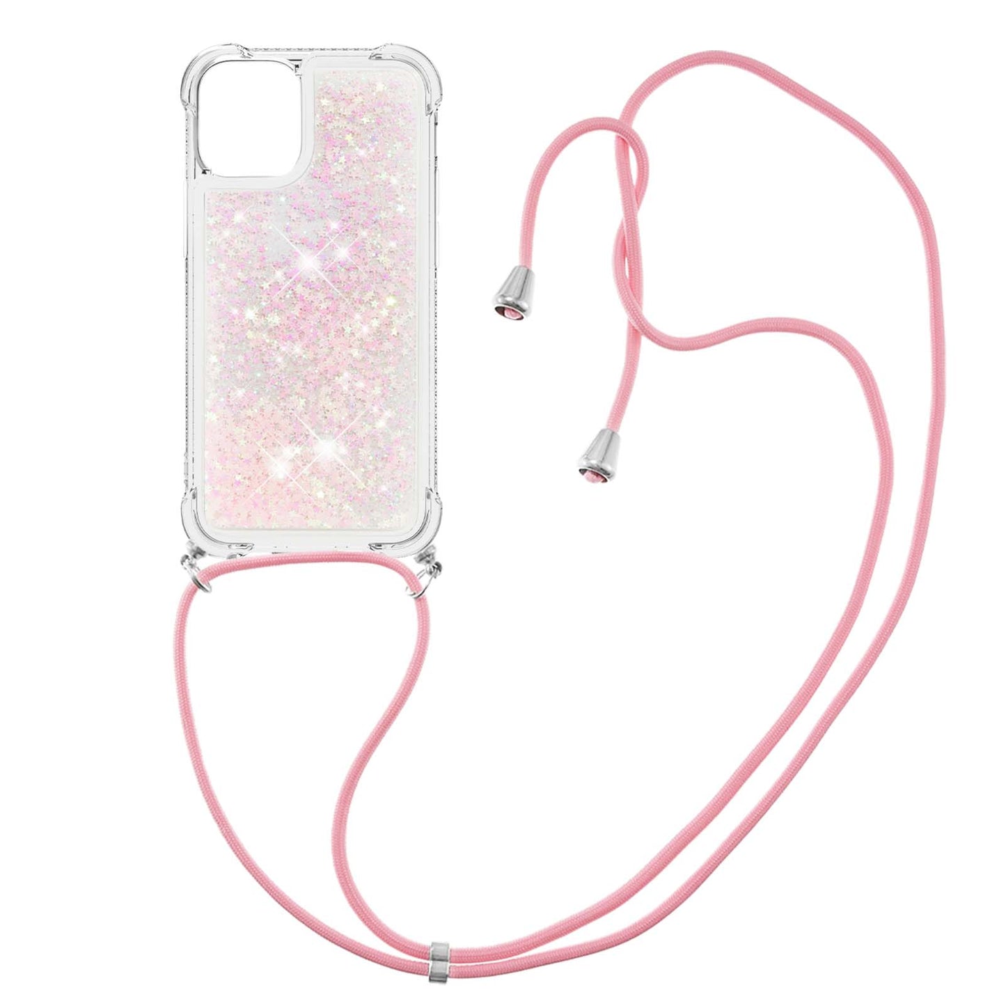 Quicksand Shiny Glitter Anti-drop Mobile Phone TPU Cover with Lanyard for iPhone 13 Pro Max 6.7 inch