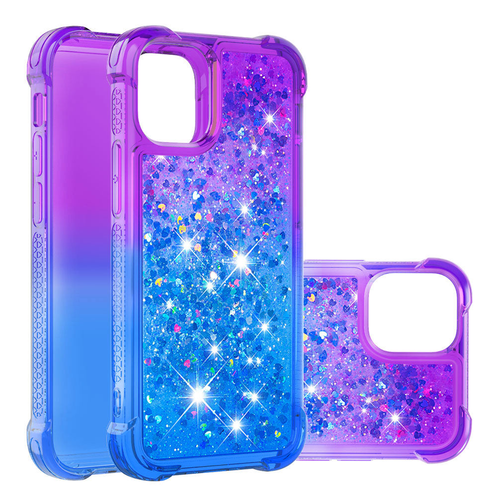Gradient Quicksand Series Sparkle Liquid Waterfall Luxury TPU Bumper Case for iPhone 13 Pro Max 6.7 inch