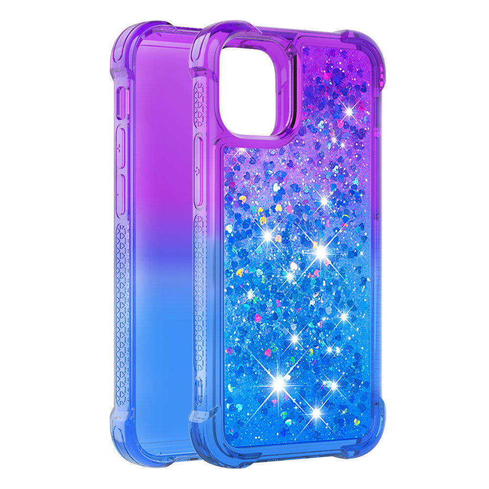 Gradient Quicksand Series Sparkle Liquid Waterfall Luxury TPU Bumper Case for iPhone 13 Pro Max 6.7 inch
