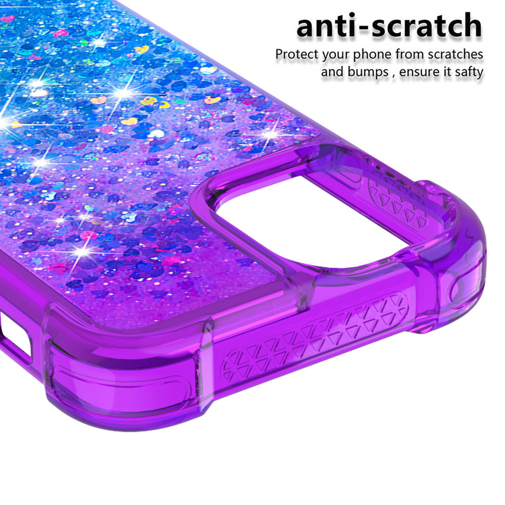 Gradient Quicksand Series Sparkle Liquid Waterfall Luxury TPU Bumper Case for iPhone 13 Pro Max 6.7 inch