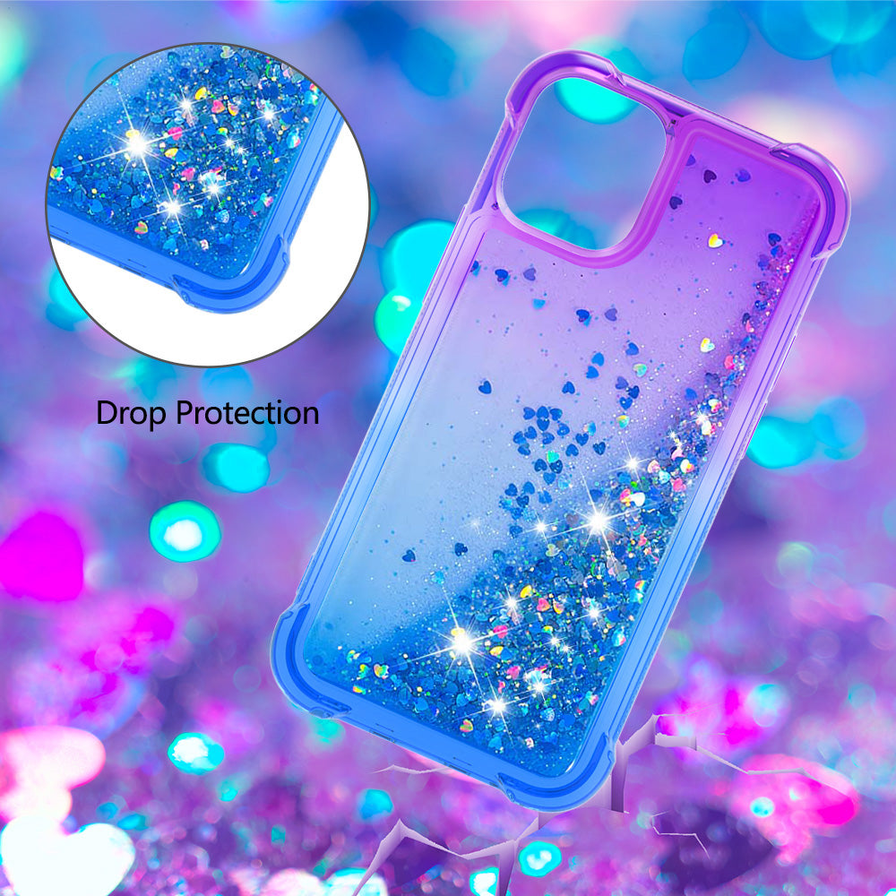 Gradient Quicksand Series Sparkle Liquid Waterfall Luxury TPU Bumper Case for iPhone 13 Pro Max 6.7 inch