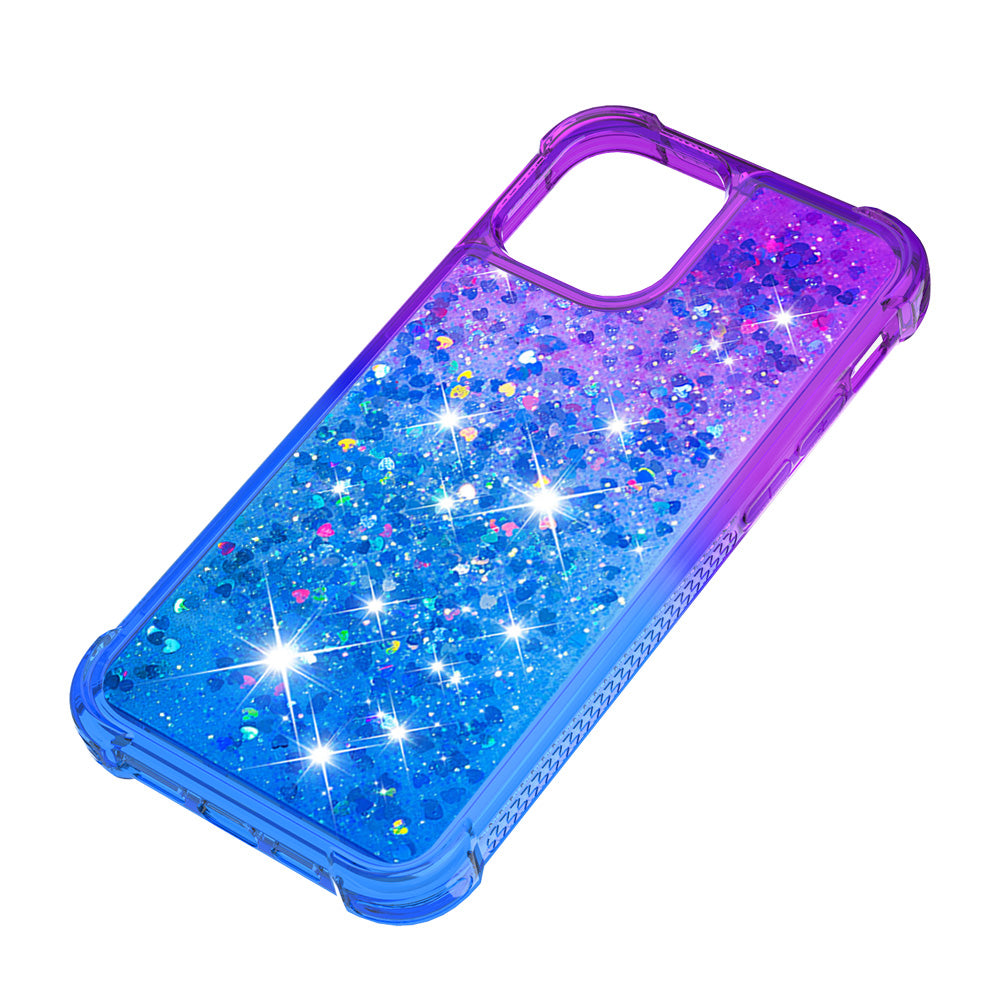 Gradient Quicksand Series Sparkle Liquid Waterfall Luxury TPU Bumper Case for iPhone 13 Pro Max 6.7 inch