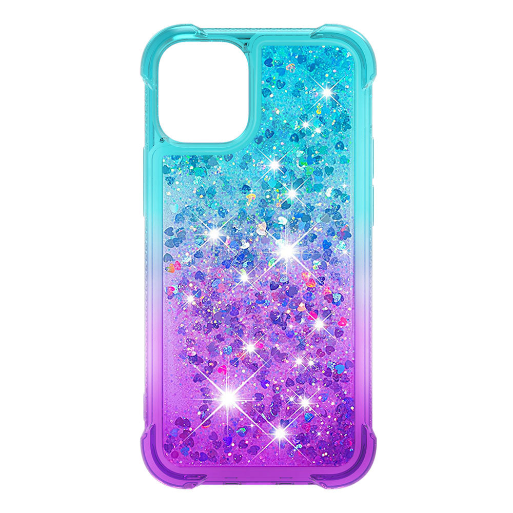 Gradient Quicksand Series Sparkle Liquid Waterfall Luxury TPU Bumper Case for iPhone 13 Pro Max 6.7 inch