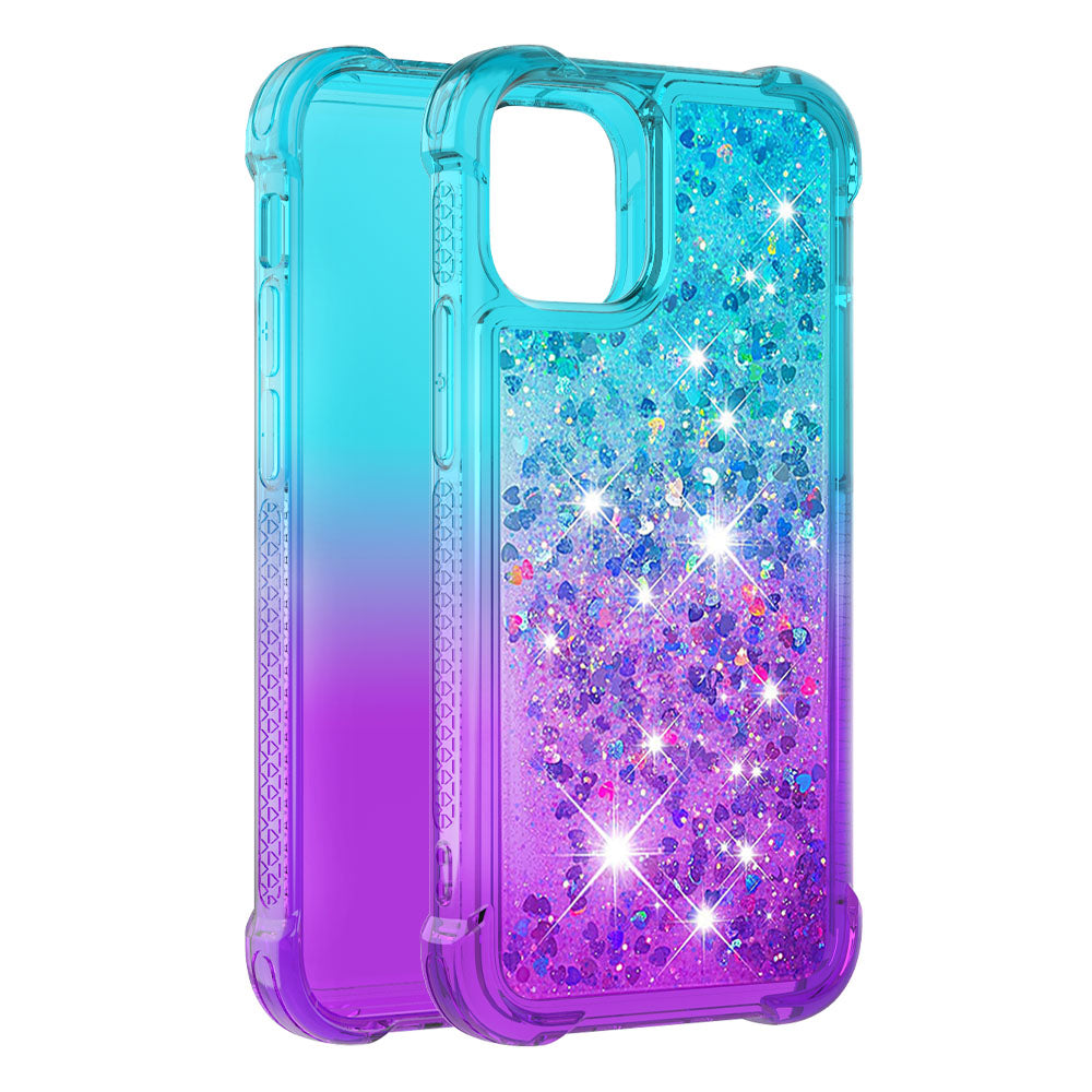 Gradient Quicksand Series Sparkle Liquid Waterfall Luxury TPU Bumper Case for iPhone 13 Pro Max 6.7 inch