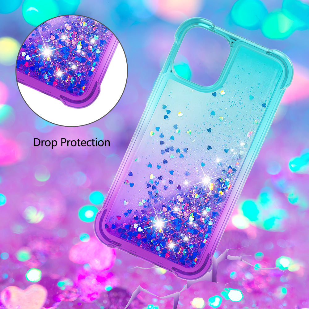 Gradient Quicksand Series Sparkle Liquid Waterfall Luxury TPU Bumper Case for iPhone 13 Pro Max 6.7 inch