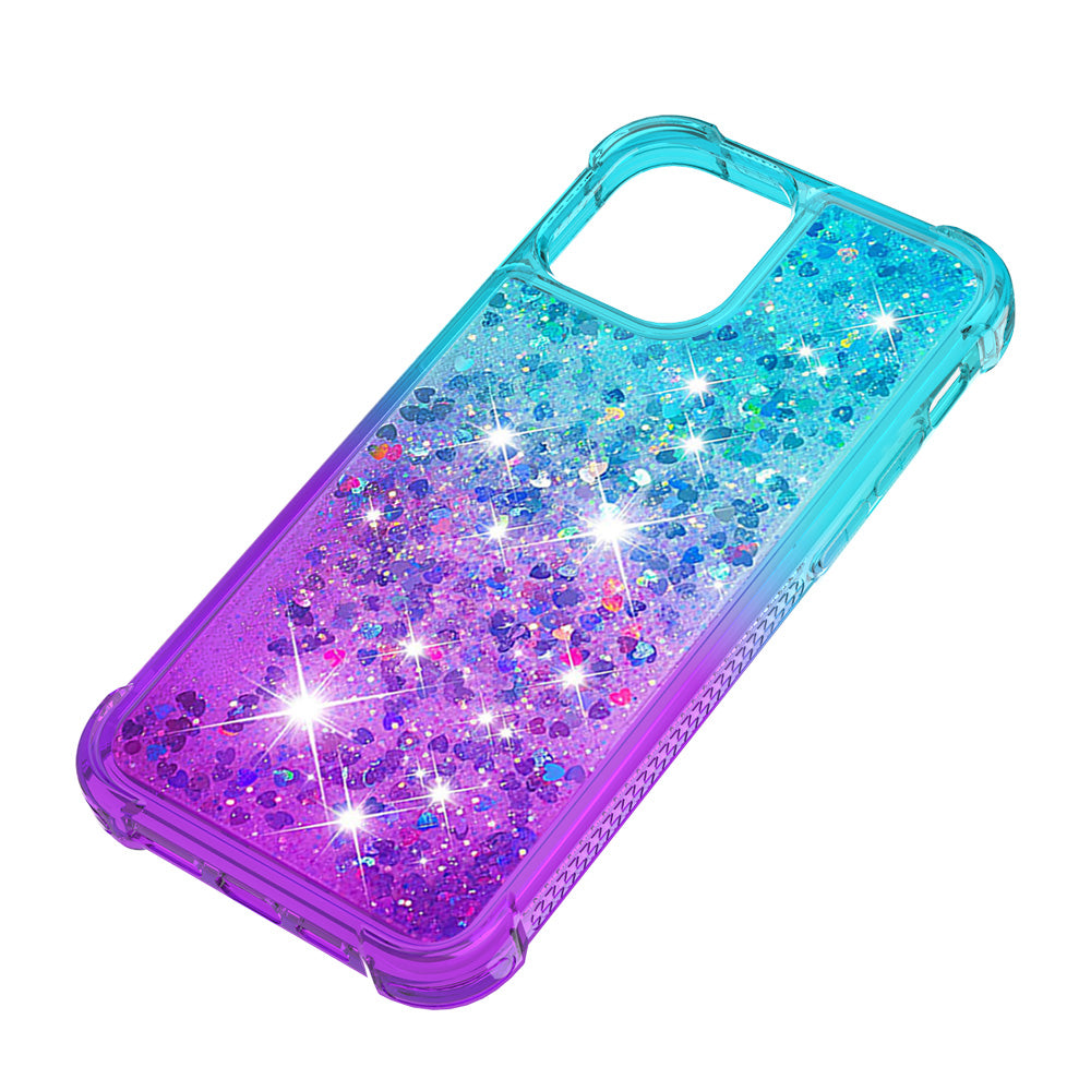 Gradient Quicksand Series Sparkle Liquid Waterfall Luxury TPU Bumper Case for iPhone 13 Pro Max 6.7 inch