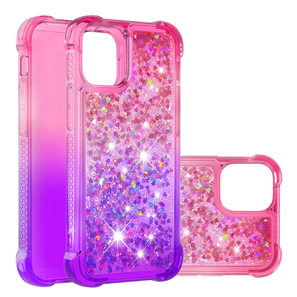 Gradient Quicksand Series Sparkle Liquid Waterfall Luxury TPU Bumper Case for iPhone 13 Pro Max 6.7 inch
