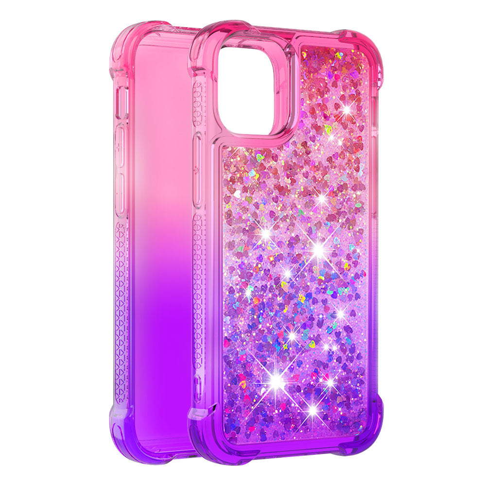 Gradient Quicksand Series Sparkle Liquid Waterfall Luxury TPU Bumper Case for iPhone 13 Pro Max 6.7 inch