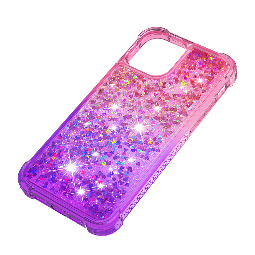 Gradient Quicksand Series Sparkle Liquid Waterfall Luxury TPU Bumper Case for iPhone 13 Pro Max 6.7 inch
