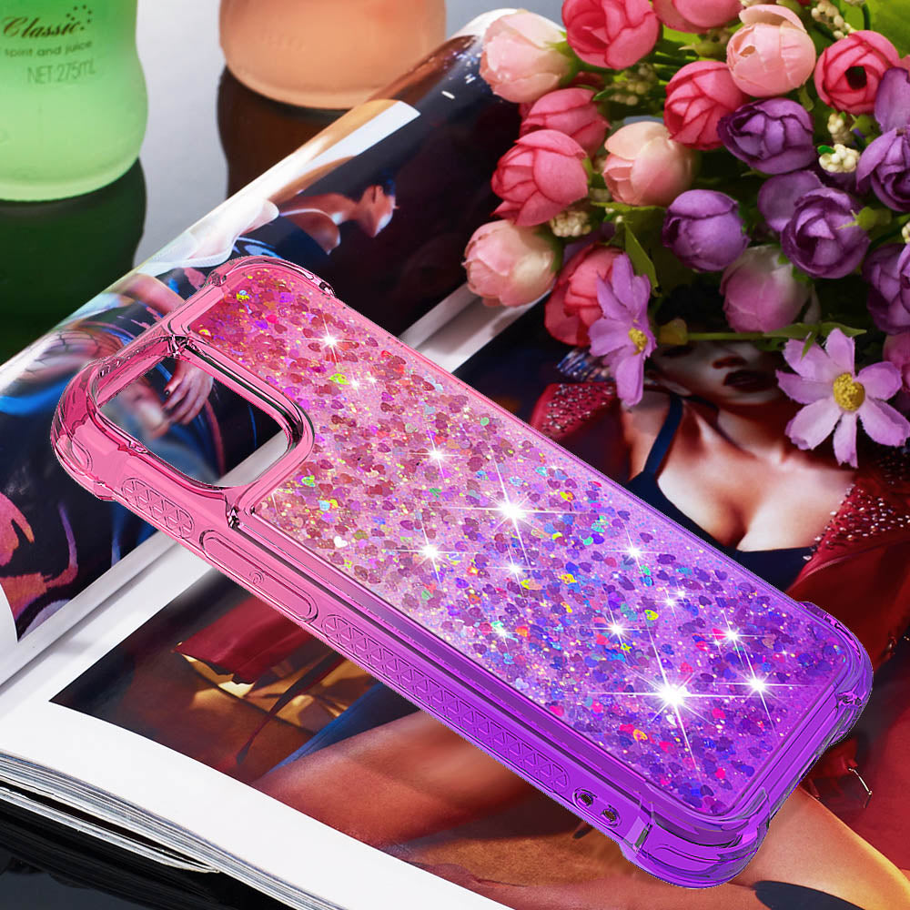 Gradient Quicksand Series Sparkle Liquid Waterfall Luxury TPU Bumper Case for iPhone 13 Pro Max 6.7 inch