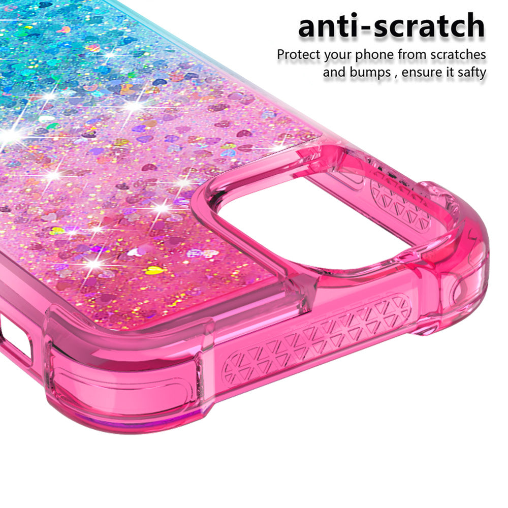 Gradient Quicksand Series Sparkle Liquid Waterfall Luxury TPU Bumper Case for iPhone 13 Pro Max 6.7 inch