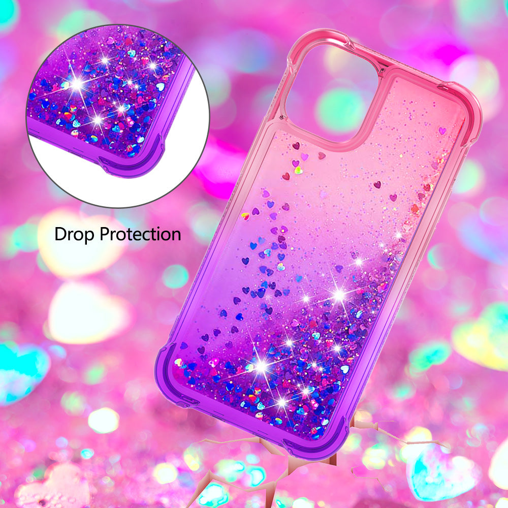Gradient Quicksand Glitter Flowing Liquid Floating Bling Cute TPU Case for iPhone 13 Pro 6.1 inch