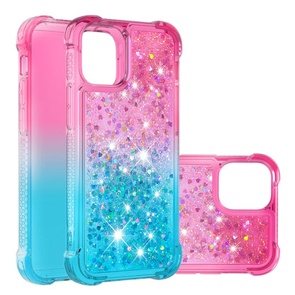 Gradient Quicksand Glitter Flowing Liquid Floating Bling Cute TPU Case for iPhone 13 Pro 6.1 inch