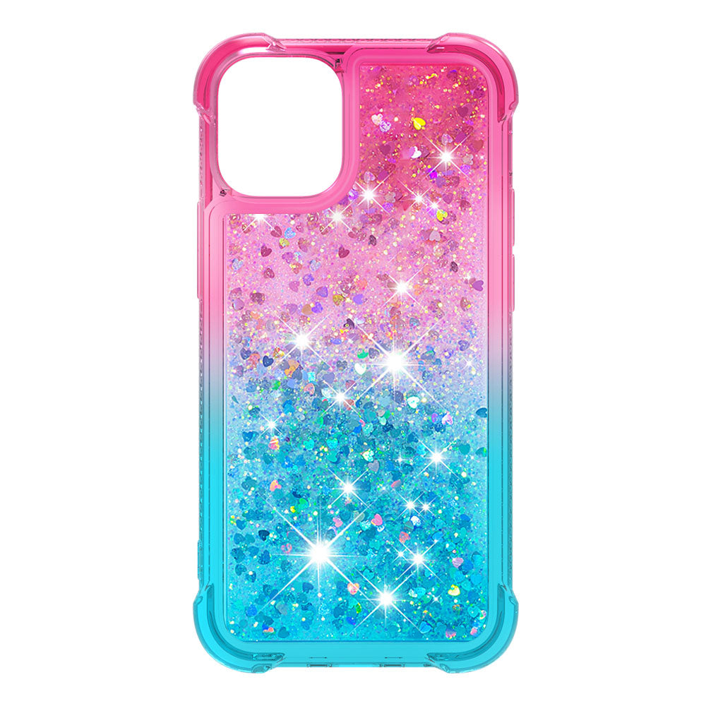 Gradient Quicksand Glitter Flowing Liquid Floating Bling Cute TPU Case for iPhone 13 Pro 6.1 inch