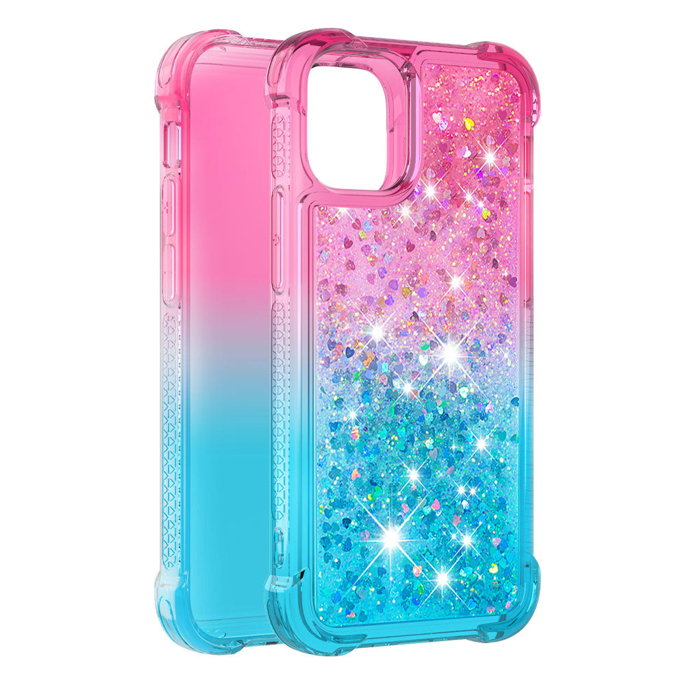 Gradient Quicksand Glitter Flowing Liquid Floating Bling Cute TPU Case for iPhone 13 Pro 6.1 inch