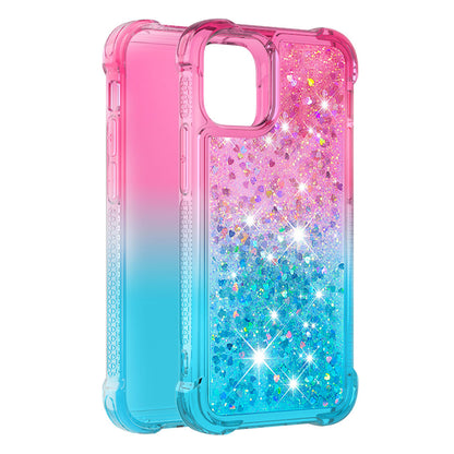 Gradient Quicksand Glitter Flowing Liquid Floating Bling Cute TPU Case for iPhone 13 Pro 6.1 inch