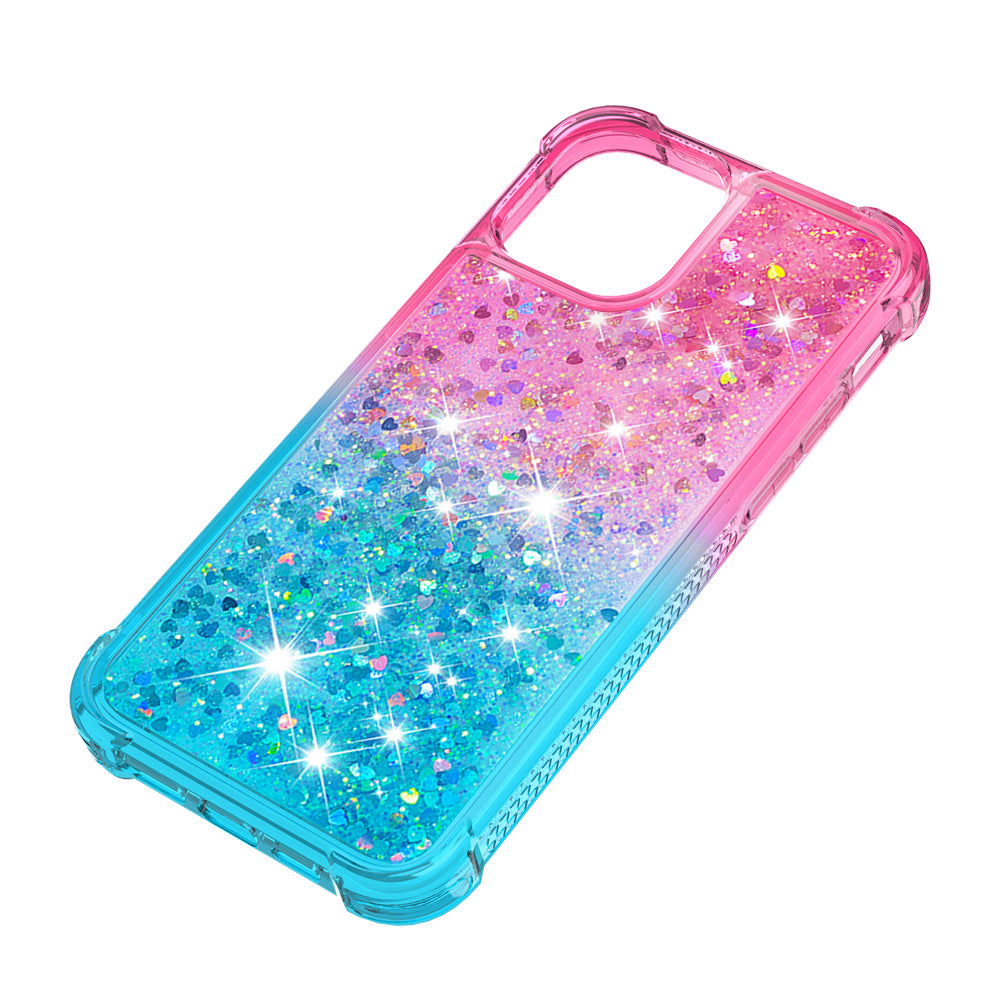 Gradient Quicksand Glitter Flowing Liquid Floating Bling Cute TPU Case for iPhone 13 Pro 6.1 inch