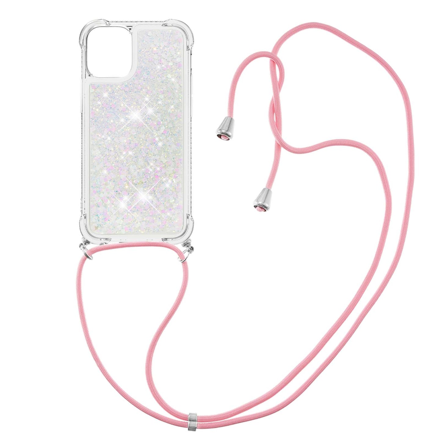 Quicksand Shiny Floating Glitter Flowing Liquid Shockproof Protective TPU Cover with Strap for iPhone 13 Pro 6.1 inch