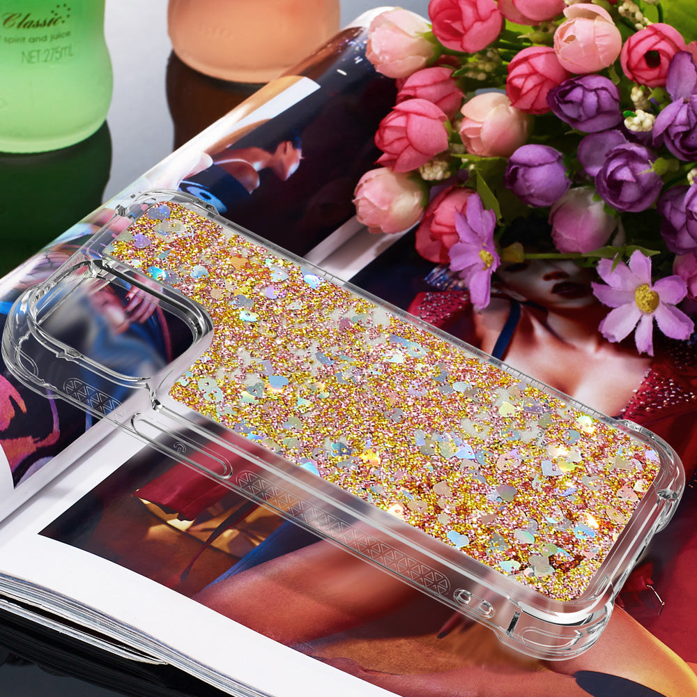 Luxury Fashion Design Moving Shiny Quicksand GlitterClear Soft TPUProtective Case Cover for iPhone 13 6.1 inch