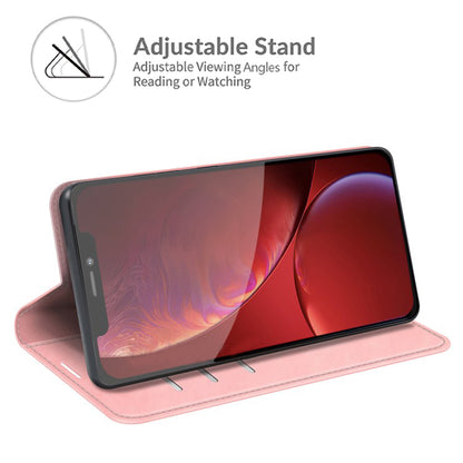 PU Leather Magnetic Auto-absorbed Wallet Stand Phone Shell Case for iPhone 13 Pro Max 6.7 inch