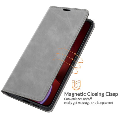 PU Leather Magnetic Auto-absorbed Wallet Stand Phone Shell Case for iPhone 13 Pro Max 6.7 inch