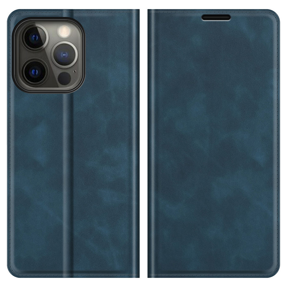 PU Leather Magnetic Auto-absorbed Wallet Stand Phone Shell Case for iPhone 13 Pro Max 6.7 inch