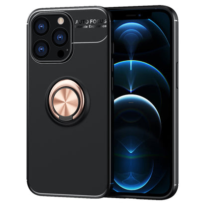 Anti-fall Phone Cover with Ring Holder Kickstand Soft TPU Back Case for iPhone 13 Pro 6.1 inch